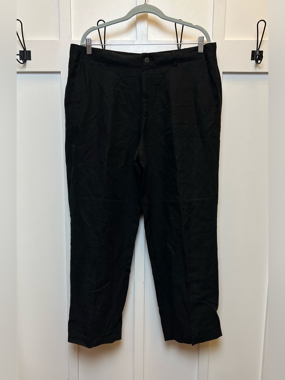 Tommy Bahama Mens 36 x 32 Black Linen Silk Blend Trouser Academia Luxury Flaws
